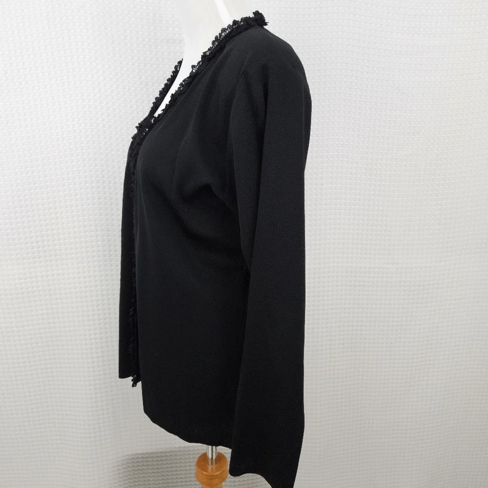 Exclusively Misook Black Cardigan Open Front Classic Size XS Stretch Work Wear